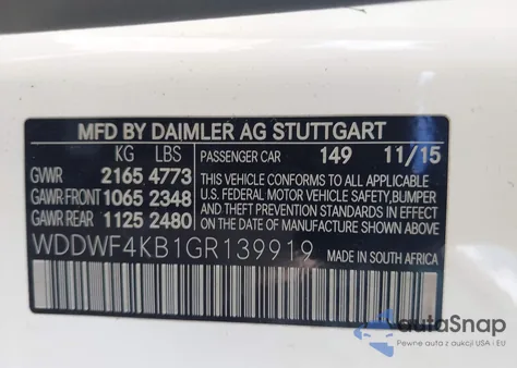 2016 Mercedes-Benz C 300 4Matic from USA, damaged, VIN WDDWF4KB1GR139919